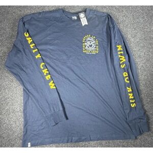 Salty Crew Shirt Mens 2XL Navy Blue Dancin Dodo Premium Long Sleeve Sink or Swim